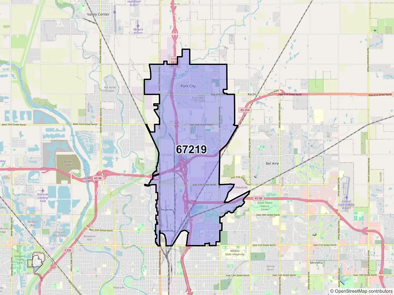 Map of ZIP Code 67219 — Wichita, KS