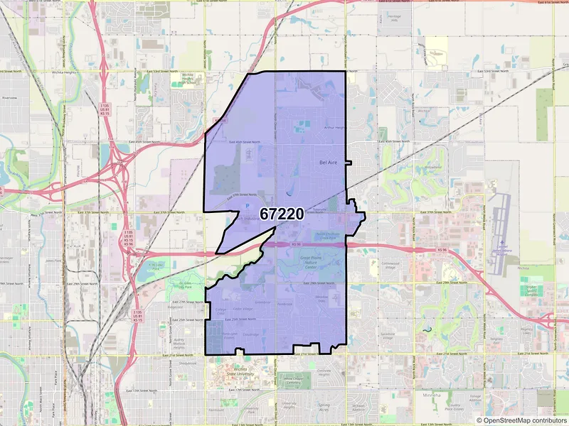 Map of ZIP Code 67220 — Wichita, KS
