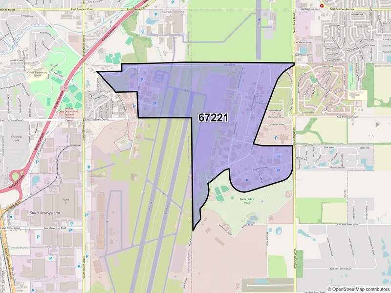 Map of ZIP Code 67221 — Mcconnell AFB, KS