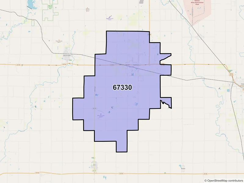 Map of ZIP Code 67330 — Altamont, KS