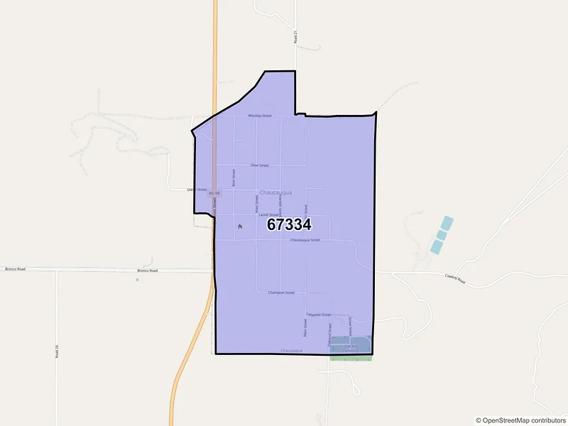 Map of Chautauqua, Kansas and ZIP codes