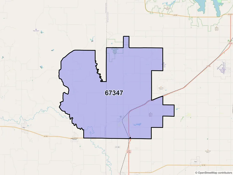 Map of Havana, Kansas and ZIP codes
