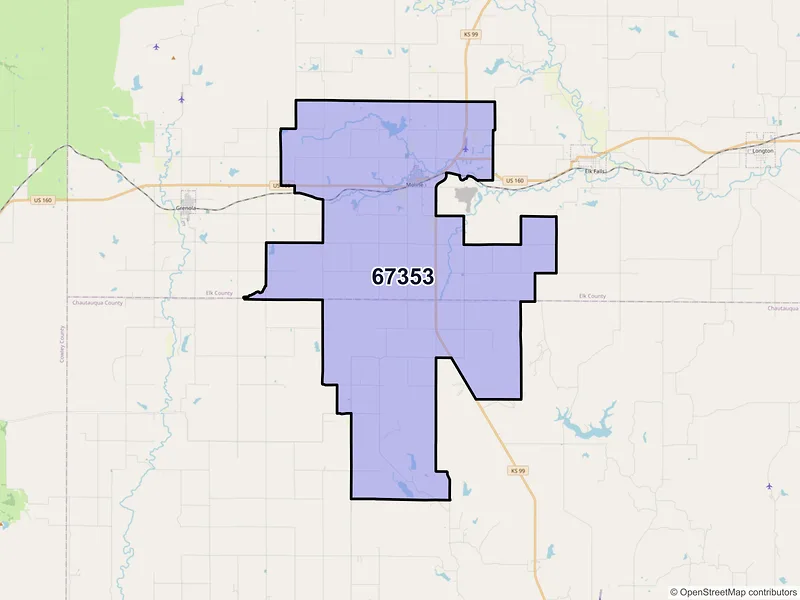 Map of ZIP Code 67353 — Moline, KS