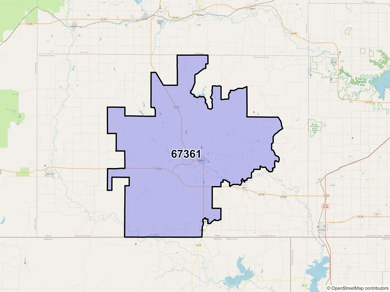 Map of ZIP Code 67361 — Sedan, KS