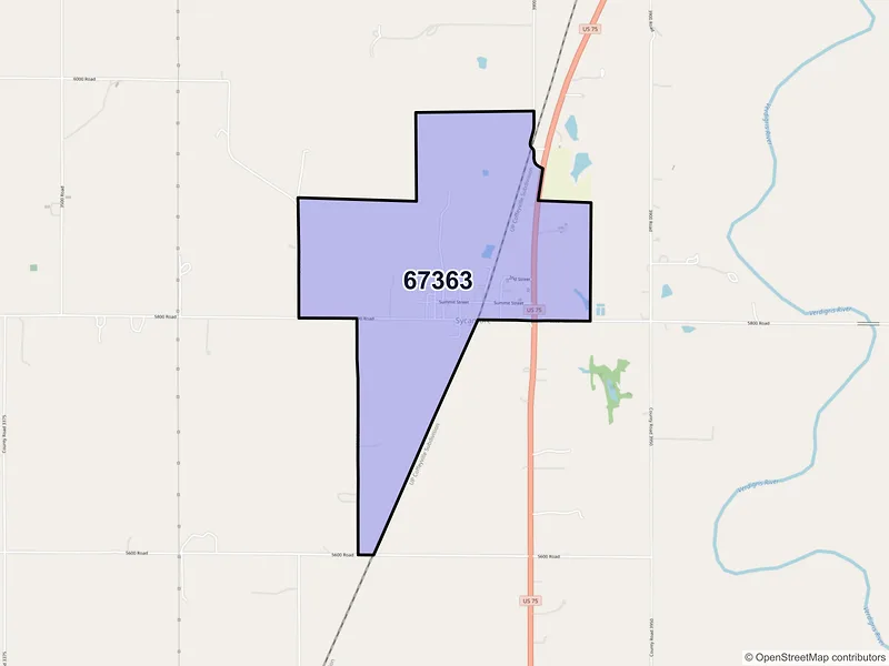 Map of Sycamore, Kansas and ZIP codes