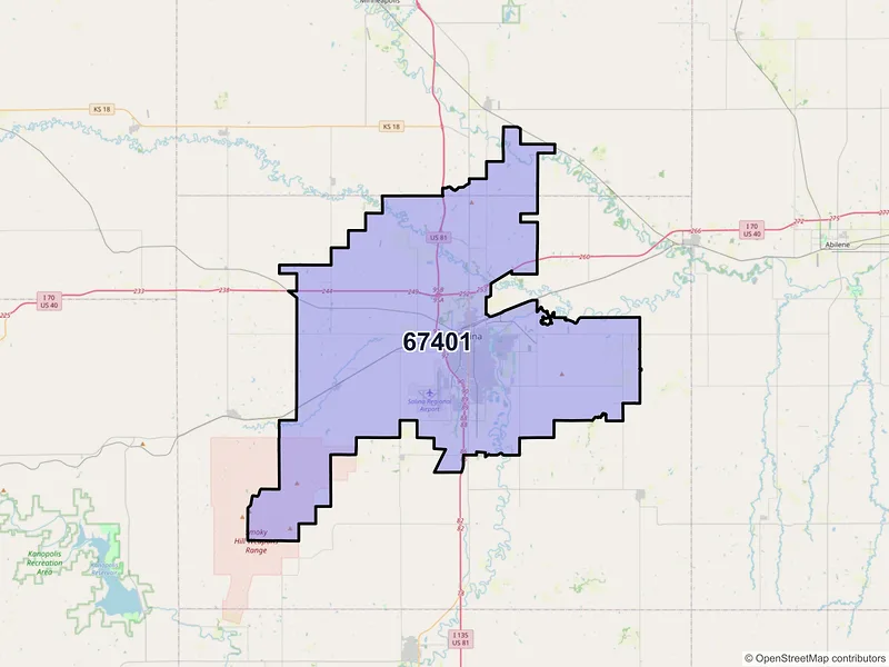 Map of ZIP Code 67401 — Salina, KS