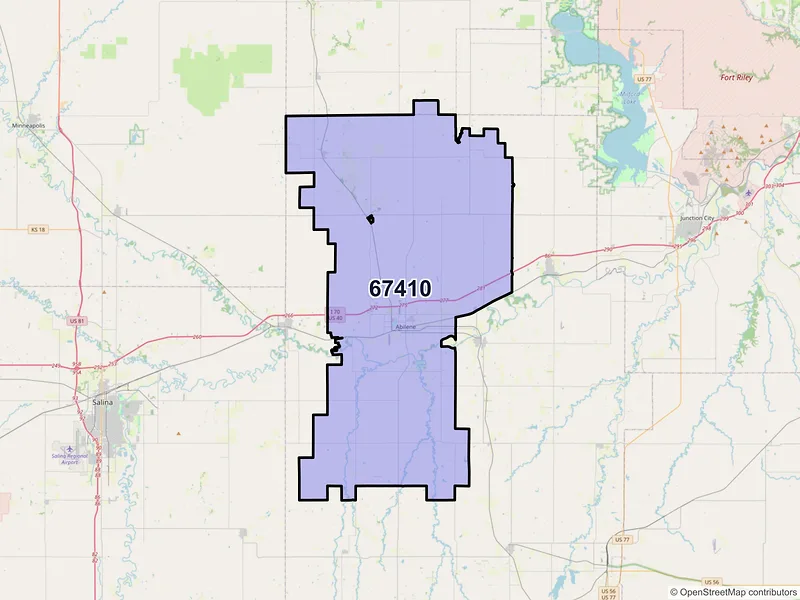 Map of ZIP Code 67410 — Abilene, KS