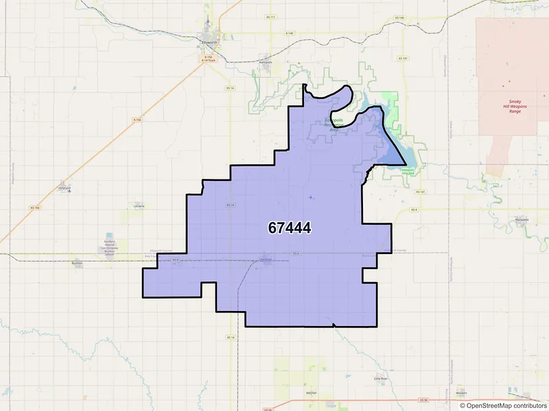 Map of ZIP Code 67444 — Geneseo, KS