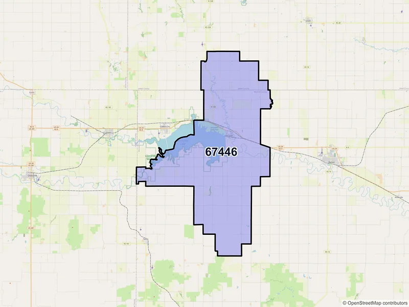 Map of ZIP Code 67446 — Glen Elder, KS