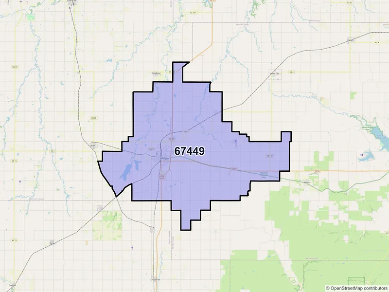 Map of ZIP Code 67449 — Herington, KS