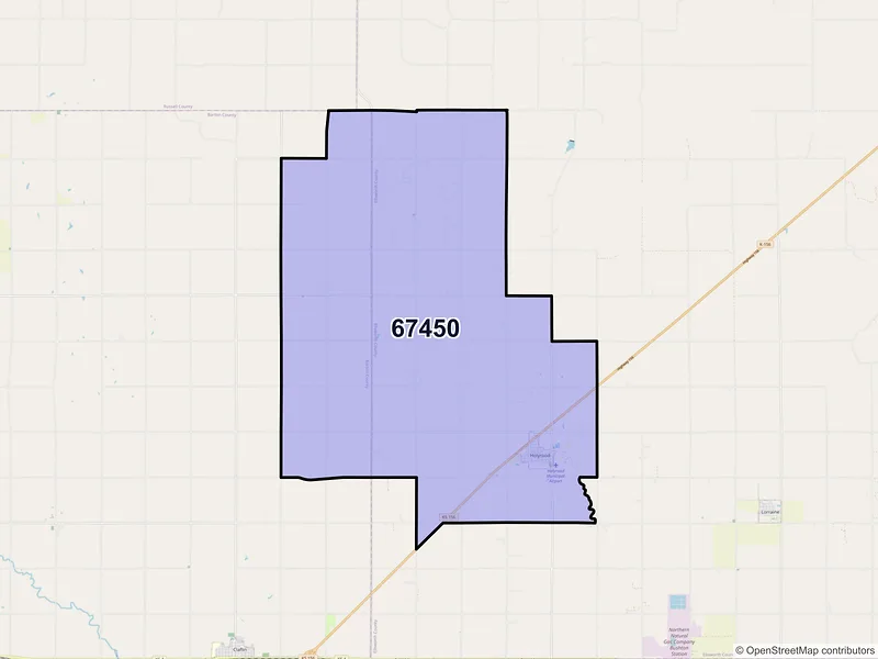 Map of ZIP Code 67450 — Holyrood, KS