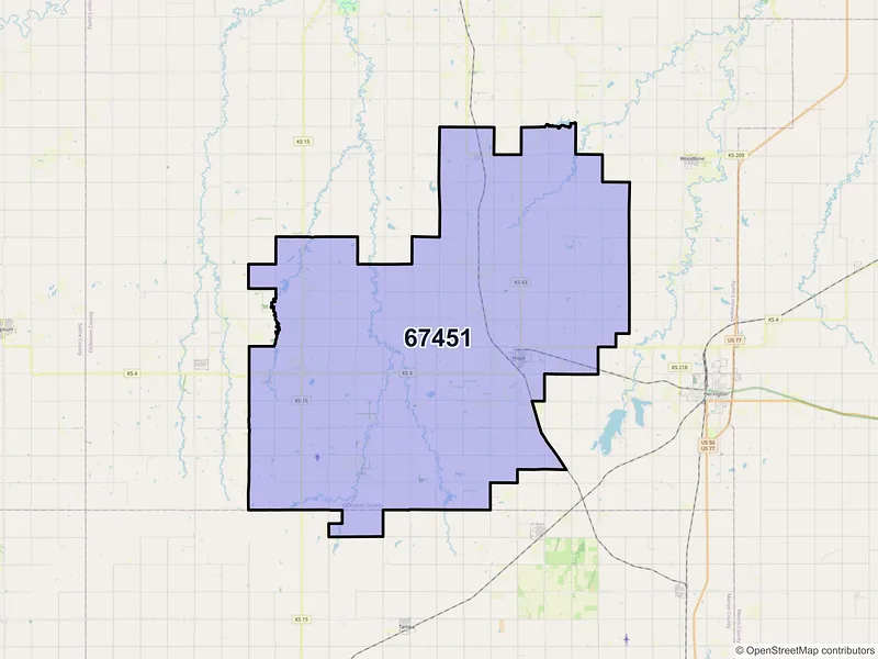Map of ZIP Code 67451 — Hope, KS