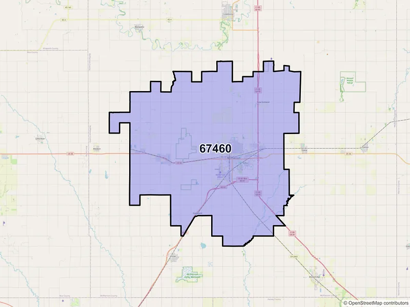 Map of Mcpherson, Kansas and ZIP codes