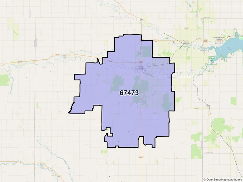 Map of ZIP Code 67473 — Osborne, KS