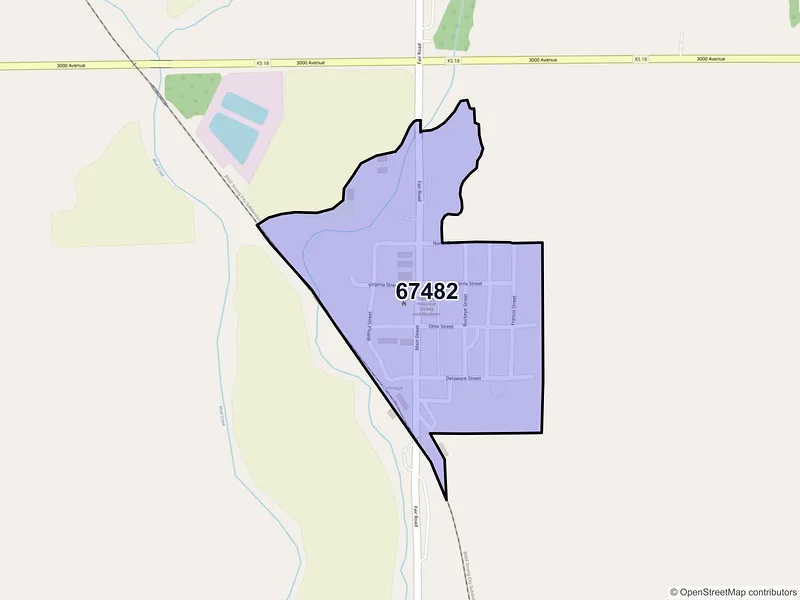 Map of Talmage, Kansas and ZIP codes