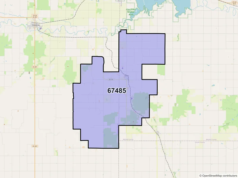 Map of ZIP Code 67485 — Tipton, KS