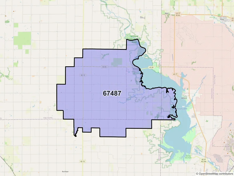 Map of ZIP Code 67487 — Wakefield, KS