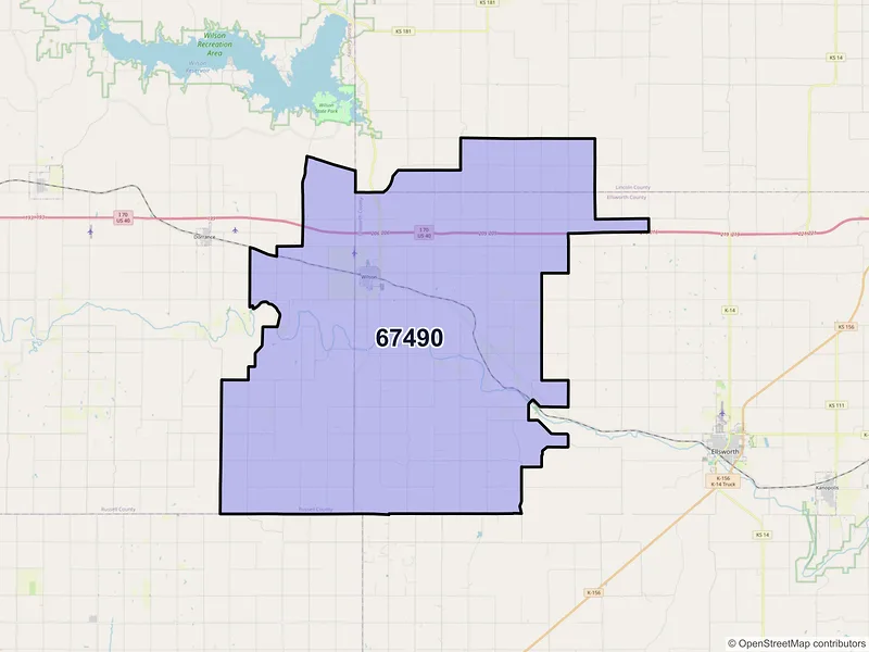 Map of ZIP Code 67490 — Wilson, KS
