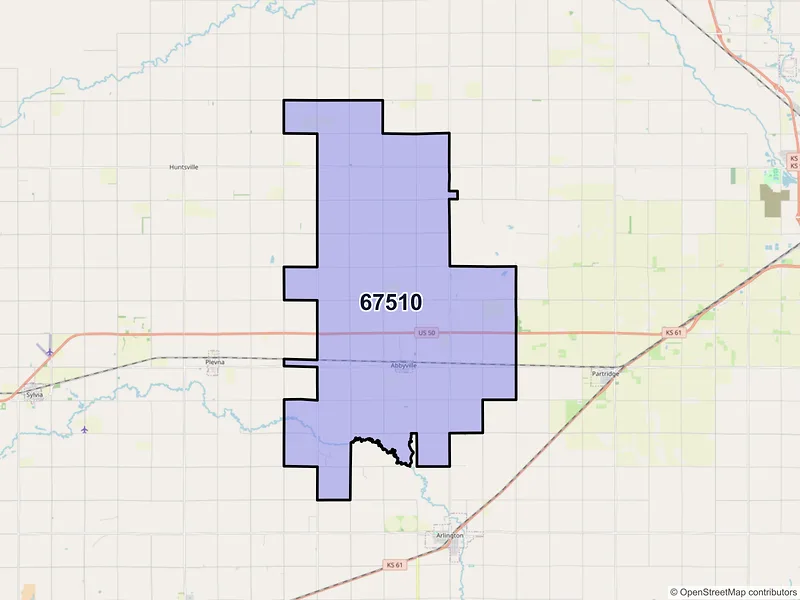 Map of ZIP Code 67510 — Abbyville, KS