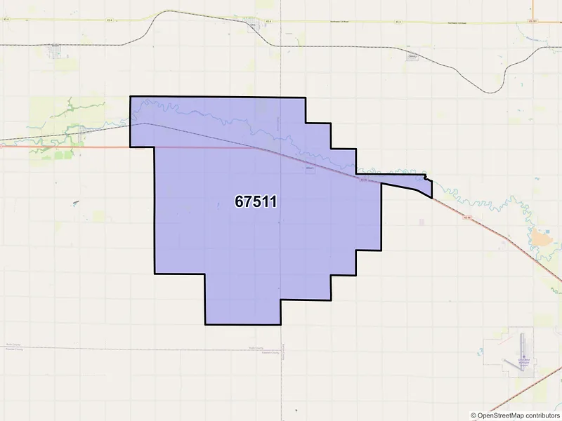 Map of ZIP Code 67511 — Albert, KS