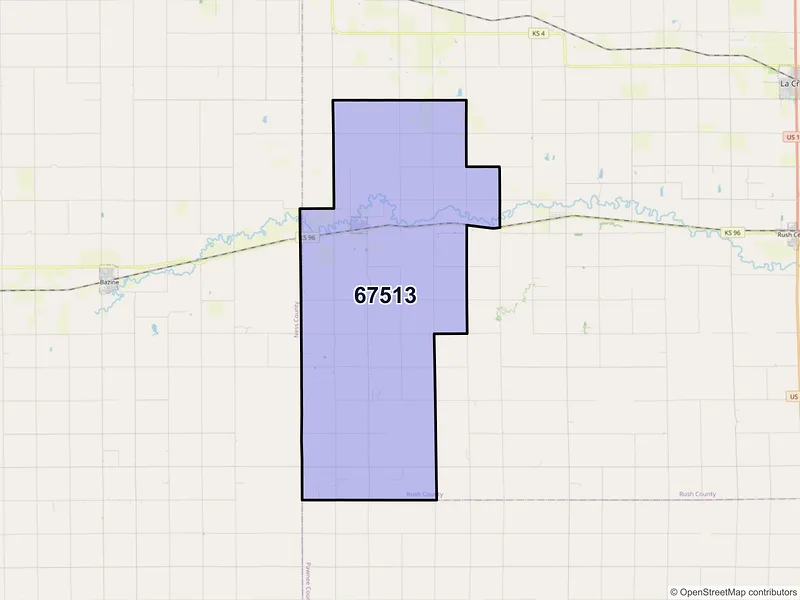 Map of ZIP Code 67513 — Alexander, KS