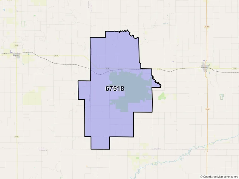 Map of ZIP Code 67518 — Beeler, KS