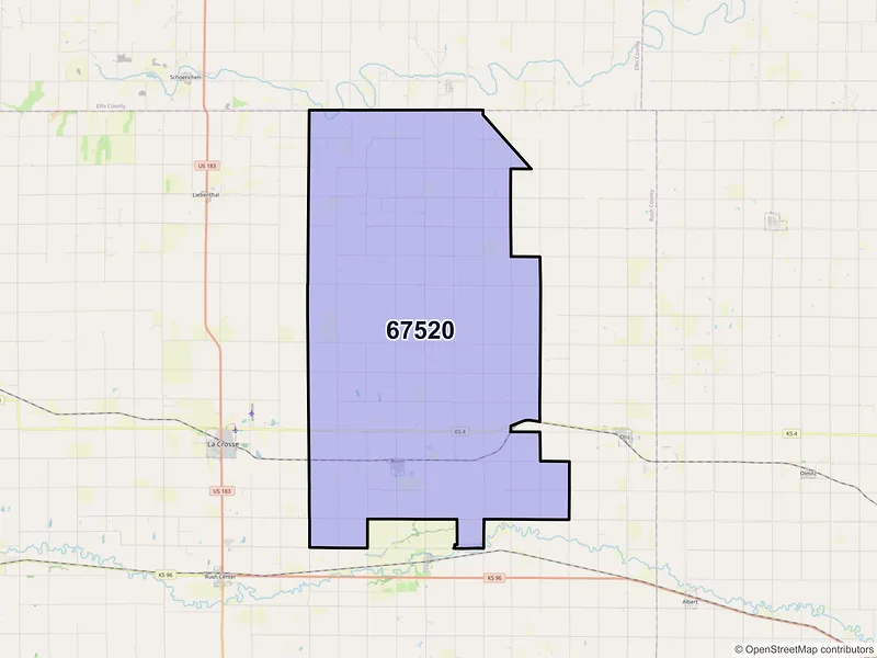 Map of ZIP Code 67520 — Bison, KS
