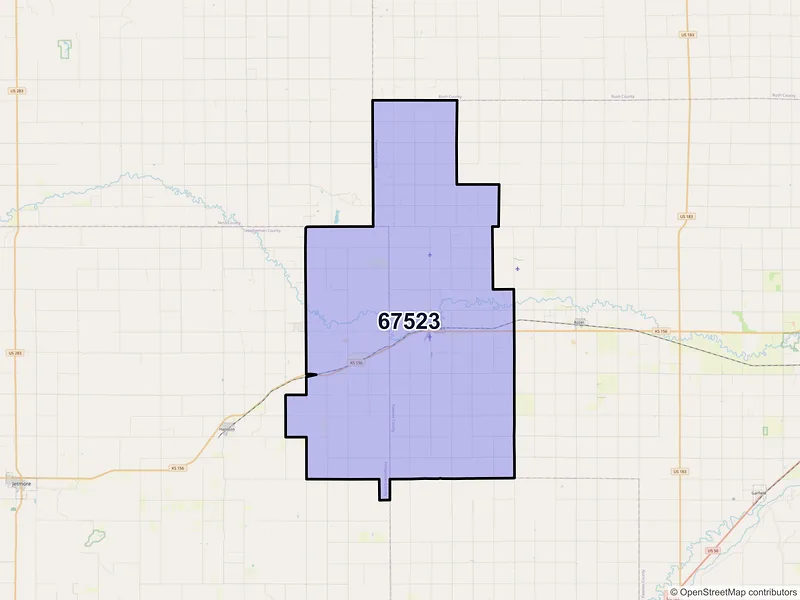 Map of ZIP Code 67523 — Burdett, KS