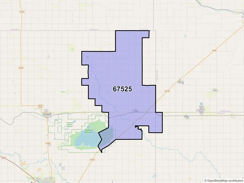 Map of ZIP Code 67525 — Claflin, KS