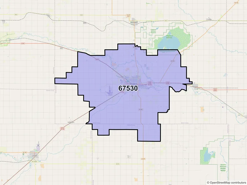 Map of ZIP Code 67530 — Great Bend, KS