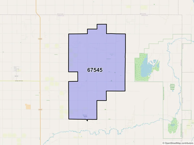 Map of ZIP Code 67545 — Hudson, KS