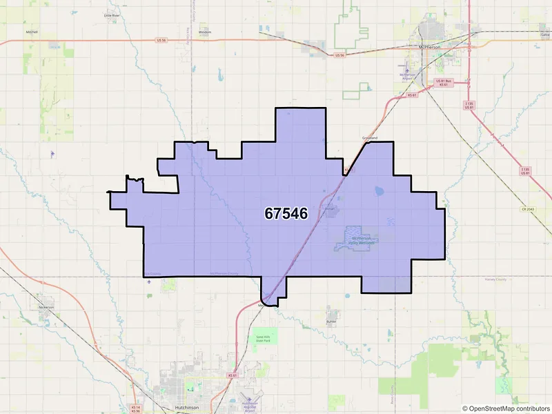 Map of ZIP Code 67546 — Inman, KS