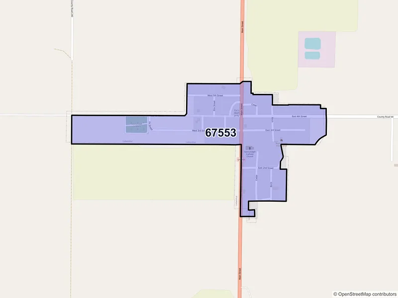 Map of Liebenthal, Kansas and ZIP codes