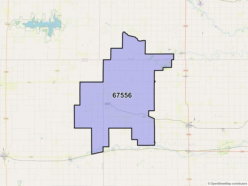 Map of ZIP Code 67556 — Mc Cracken, KS