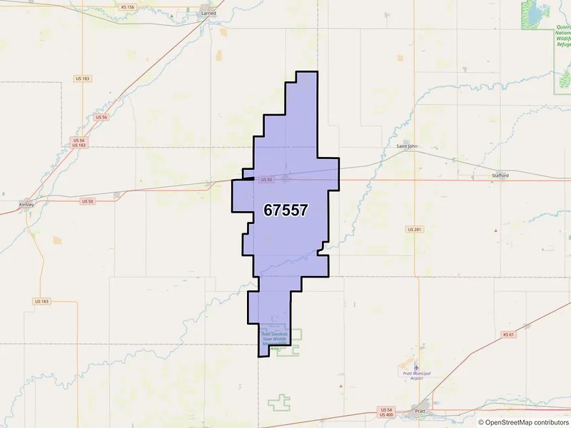 Map of ZIP Code 67557 — Macksville, KS