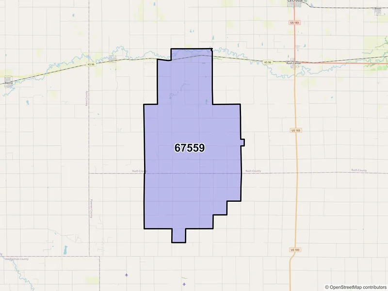 Map of ZIP Code 67559 — Nekoma, KS
