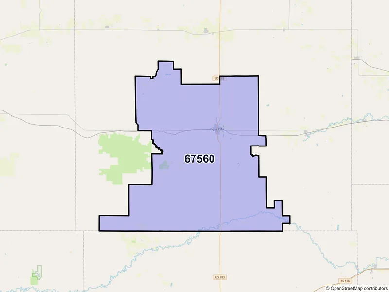 Map of ZIP Code 67560 — Ness City, KS