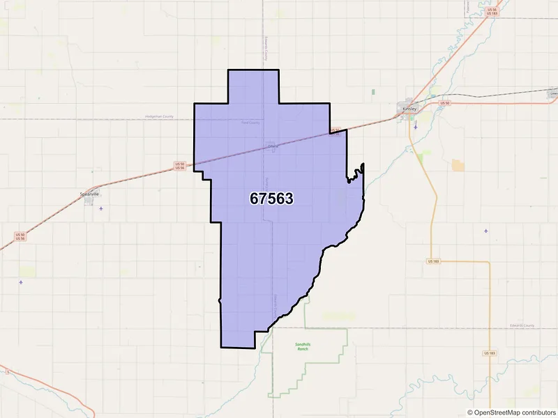 Map of ZIP Code 67563 — Offerle, KS
