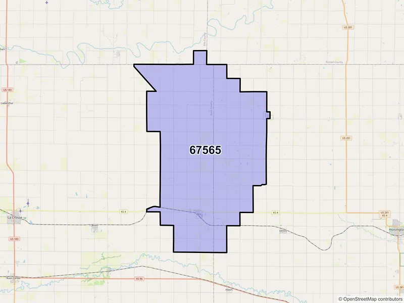 Map of ZIP Code 67565 — Otis, KS