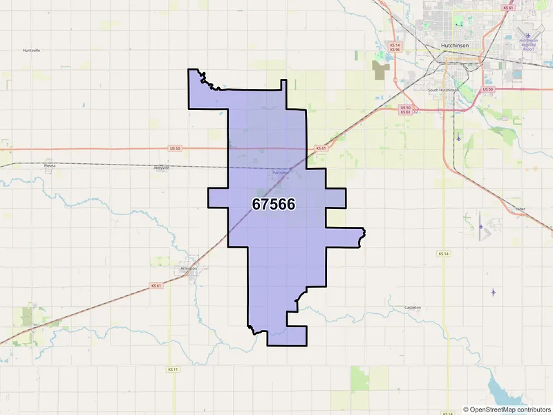 Map of ZIP Code 67566 — Partridge, KS