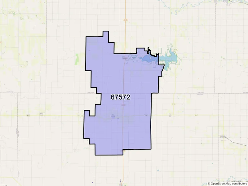 Map of Ransom, Kansas and ZIP codes