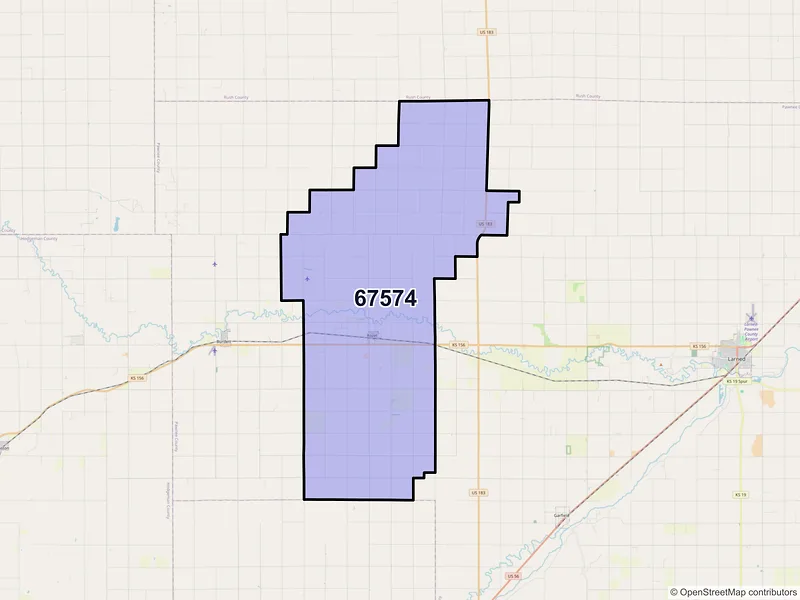 Map of ZIP Code 67574 — Rozel, KS