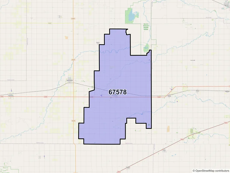 Map of ZIP Code 67578 — Stafford, KS