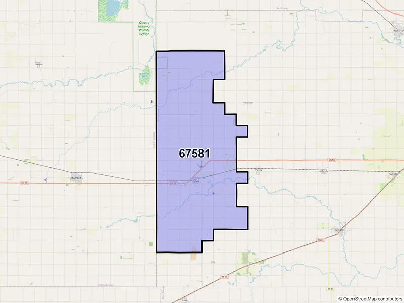 Map of ZIP Code 67581 — Sylvia, KS