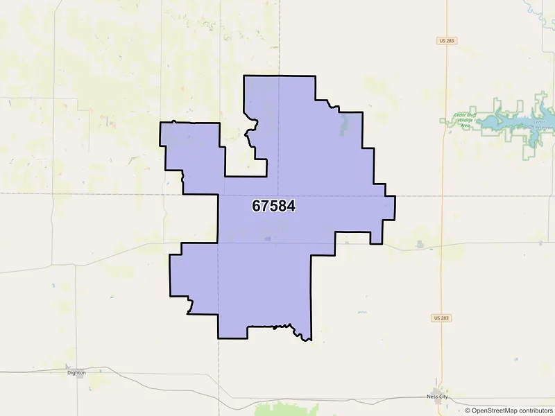 Map of ZIP Code 67584 — Utica, KS