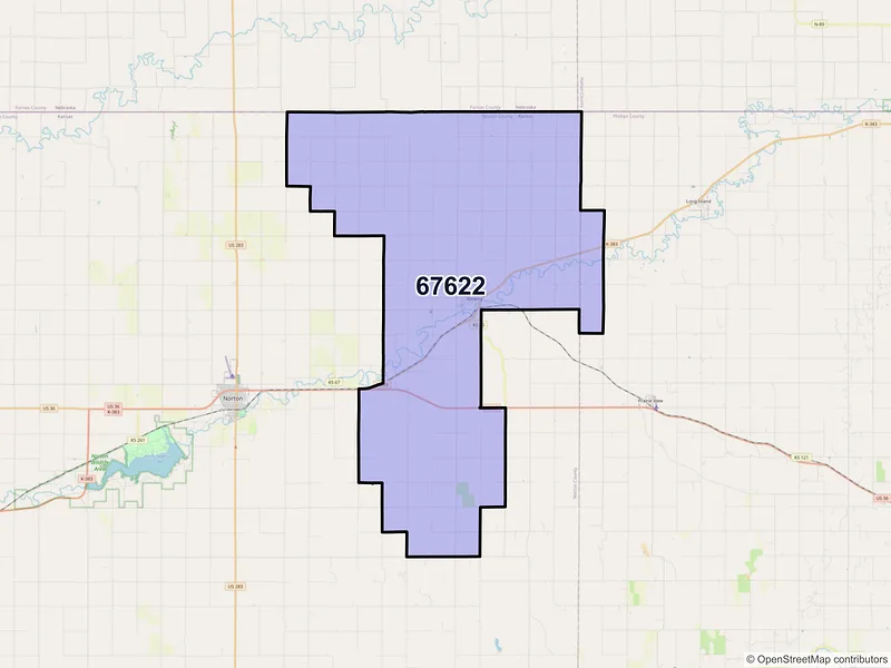 Map of ZIP Code 67622 — Almena, KS