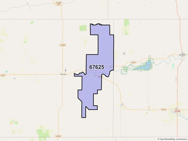 Map of Bogue, Kansas and ZIP codes