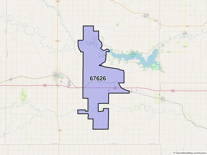 Map of ZIP Code 67626 — Bunker Hill, KS