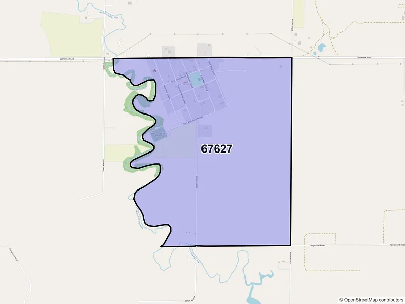 Map of Catharine, Kansas and ZIP codes