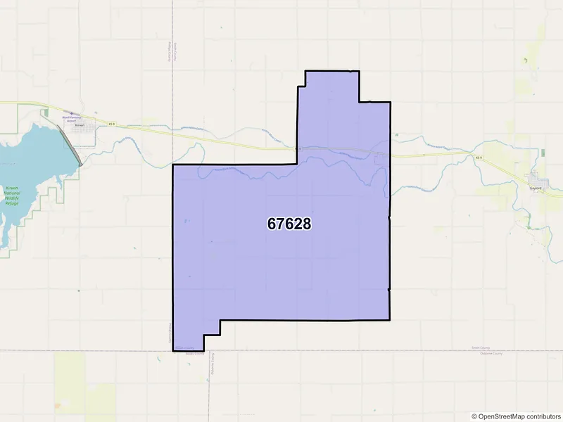 Map of ZIP Code 67628 — Cedar, KS